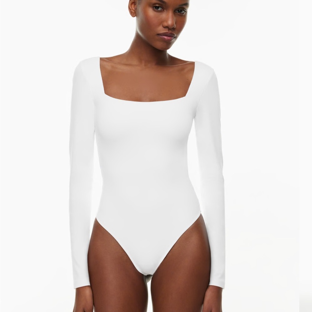 Babaton White Squareneck Contour Bodysuit